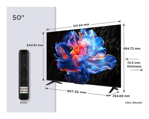 TCL 50P6K TV LED 50 (126 cm) 4K UHD 3840x2160 HDR10 Google TV 3xHDMI 2.1 WiFi
