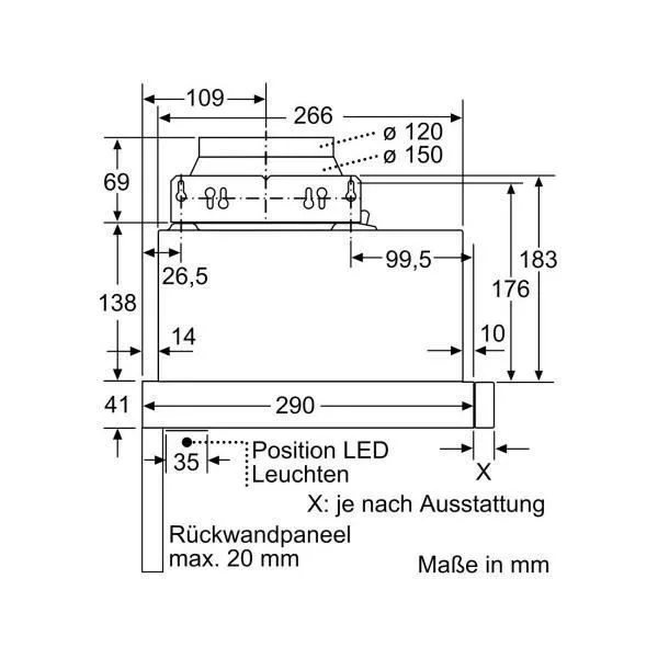 Flachschirmhaube SIEMENS LI64LB531 LED Intensivstufe silbermetallic