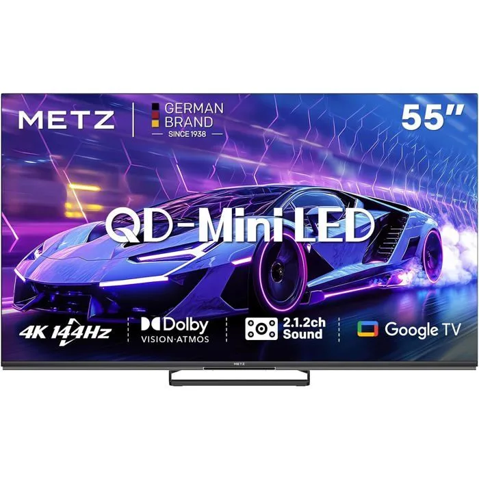 Téléviseur Metz Mini LED QLED 55 Pouces MNE8000Z Smart 4K 144Hz Dolby Vision