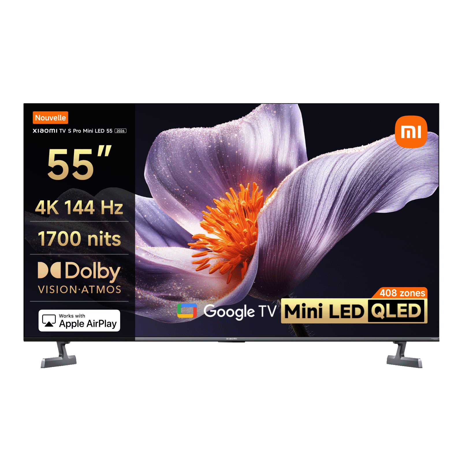 XIAOMI TV S Pro Mini LED 55 [Classe énergétique G] TV 4K QLED 144Hz Google TV Prime Video Dolby Vision Dolby Atmos